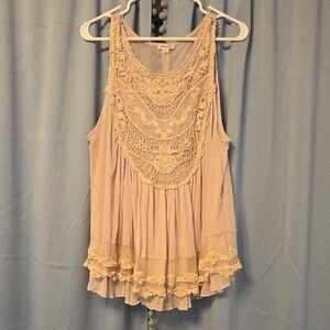 Ultra Pink Lace Detail Sleeveless Blouse